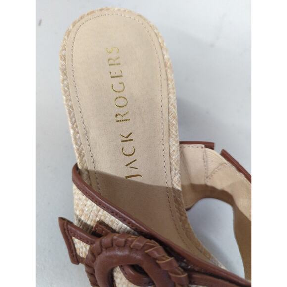 new Jack Rogers callie block heel straw beach brown sandal sz10 strappy buckle - Picture 6 of 7